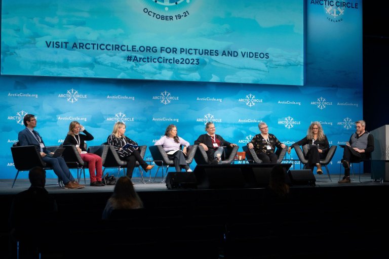 Panel on Gender and Disaggregated Data in the Arctic Region. Joan Nymand Larsen is third from the le…